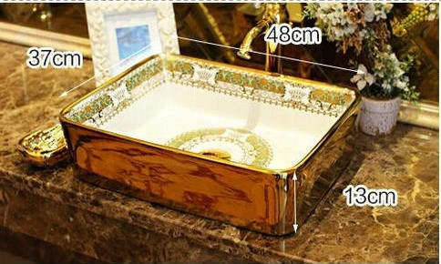 Arezzo Mosaic Gold Rectangular Countertop Bathroom Sink Fontana